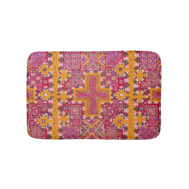 Colourful Indian Embroidery Print Bath Mat (Front)