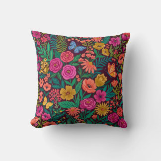 Colourful Indian Floral Throw Pillow