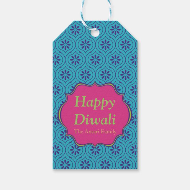 Colourful Indian Pattern Diwali Gift Tags (Front)