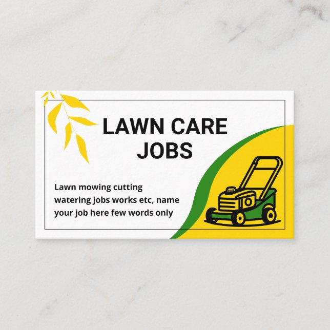 Colourful & Informative Lawn Care irrigation syste Business Card (Front)