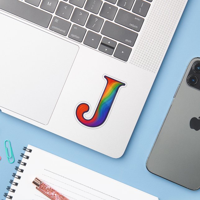 Colourful Initial Alphabet Letter J (Laptop w/ iPhone)