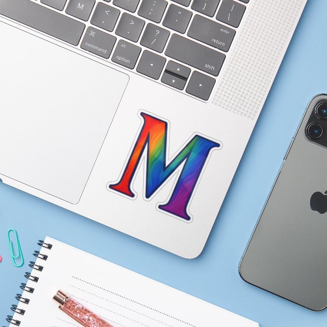 Colourful Initial Alphabet Letter M (Laptop w/ iPhone)