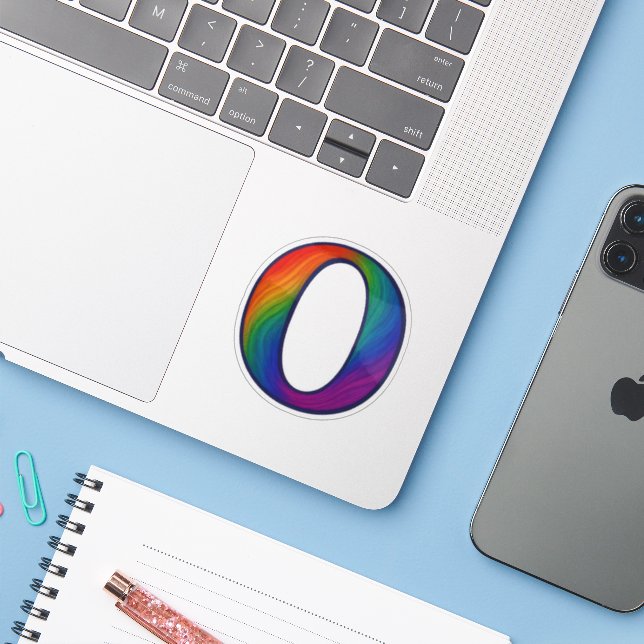 Colourful Initial Alphabet Letter O (Laptop w/ iPhone)