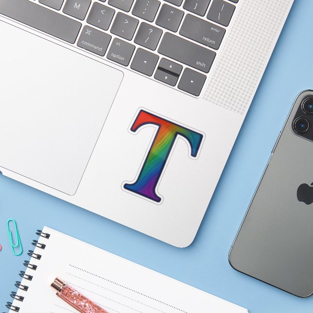 Colourful Initial Alphabet Letter T (Laptop w/ iPhone)