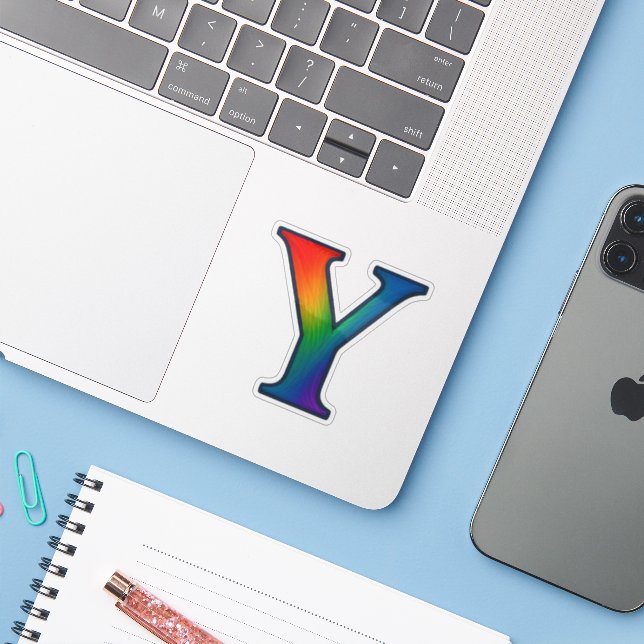 Colourful Initial Alphabet Letter Y (Laptop w/ iPhone)