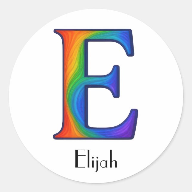 Colourful Initial Letter E Sticker (Front)