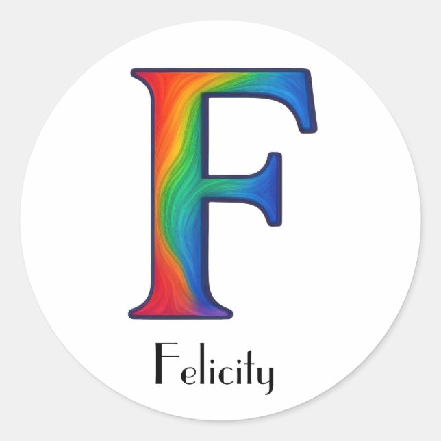 Colourful Initial Letter F Sticker (Front)