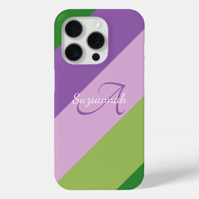 Colourful Initial Letter Monogram & Diagonal Strip Case-Mate iPhone Case (Back)