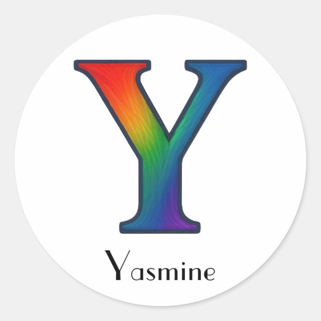Colourful Initial Letter Y Sticker (Front)