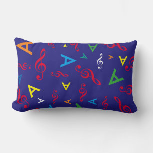 colourful initials & music notes personalised lumbar cushion