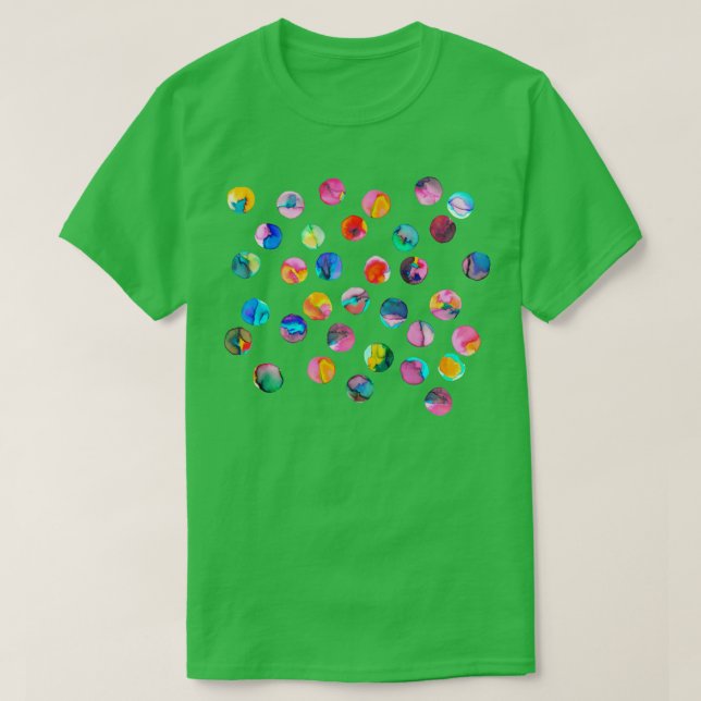 Colourful Ink Dots Multicolored T-Shirt (Design Front)