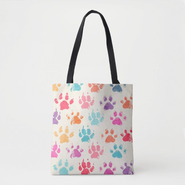 Colourful ink, messy dog paws tote bag (Front)