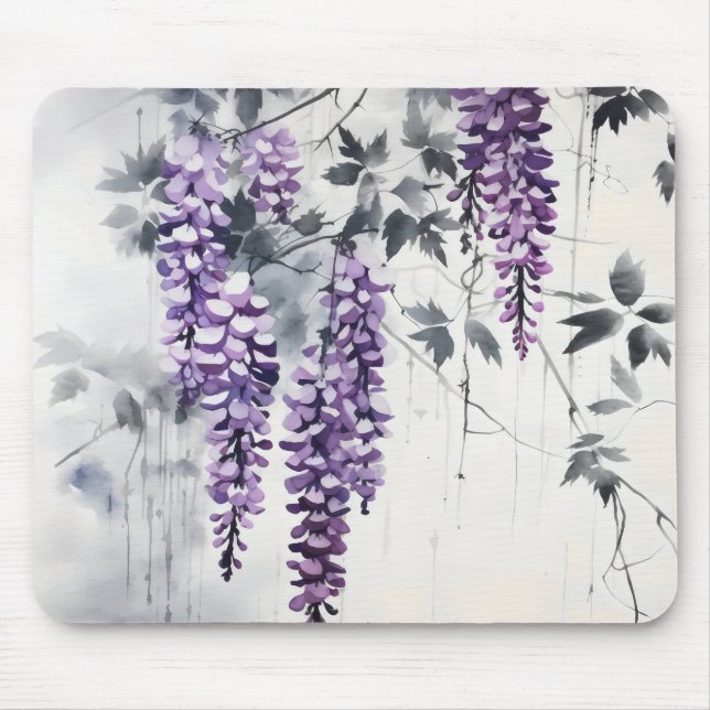 Colourful Ink Painting Wisteria Mouse Pad (Front)