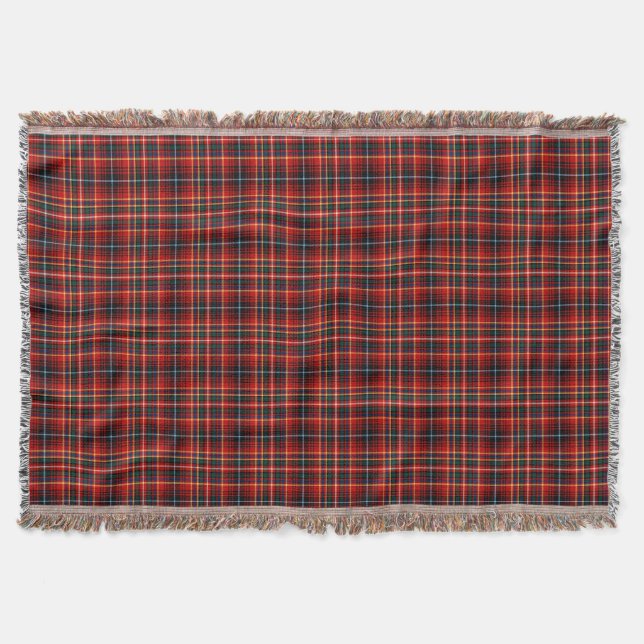 Colourful Innes Clan Scottish Plaid Throw Blanket (Front)