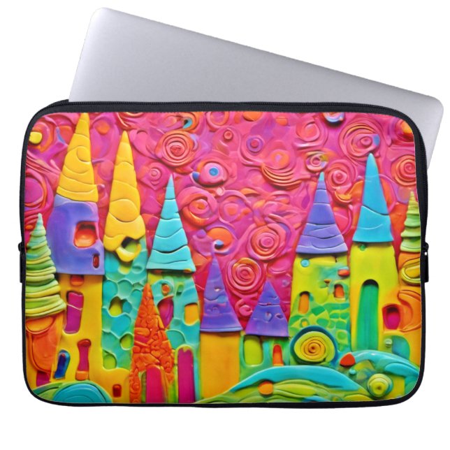 Colourful Innovative Clay Creation Laptop Sleeve (Front)