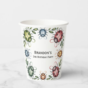 Colourful Insect Bugs 2nd. Birthday Party Paper Cups