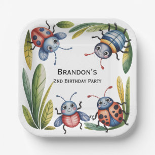 Colourful Insect Bugs 2nd. Birthday Party Paper Plate