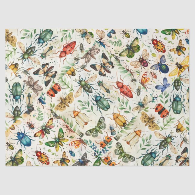 Colourful Insect Collage Decoupage  Tissue Paper (Front)