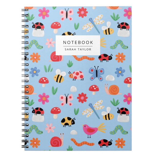 Colourful Insect Pattern Notebook  (Front)