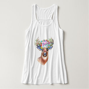 Colourful Inspirational Floral Deer Singlet