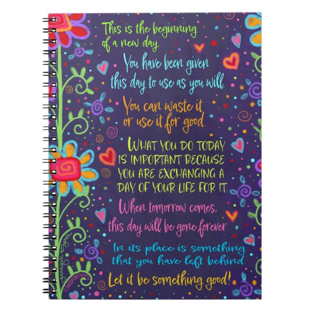 Colourful Inspirational Fun New Day Quote Notebook (Front)