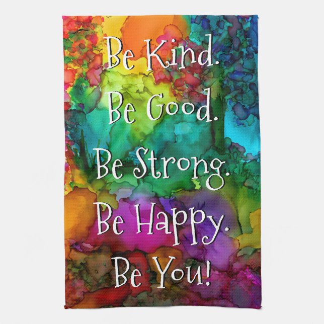 Colourful Inspirational Words Kitchen Towel (Vertical)