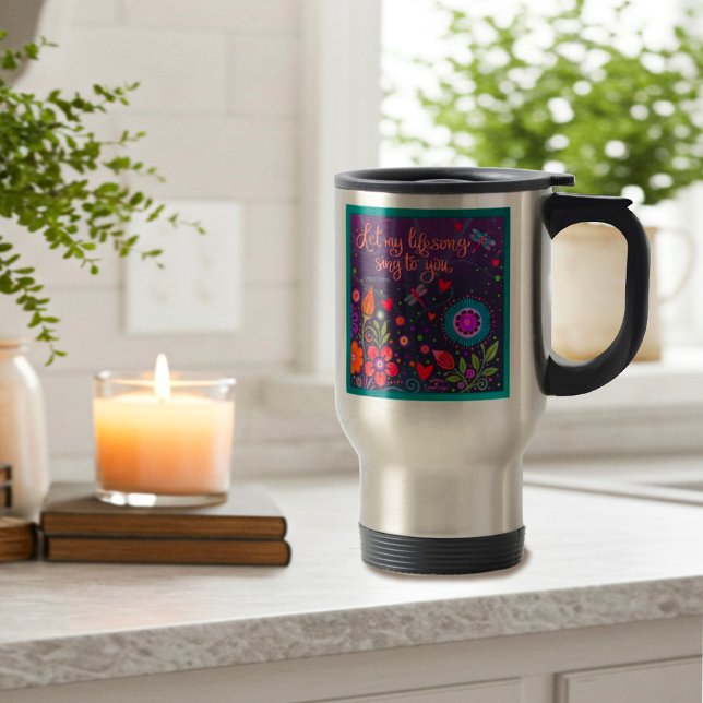Colourful Inspiring Floral  Fun Inspirivity Travel Mug (Creator Uploaded)