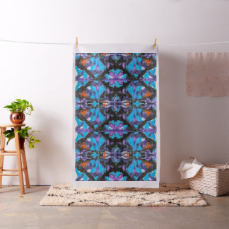Colourful Interesting Abstract Design Blues Black  Fabric
