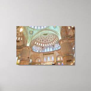 Colourful interior domed ceiling of Blue Mosque Canvas Print