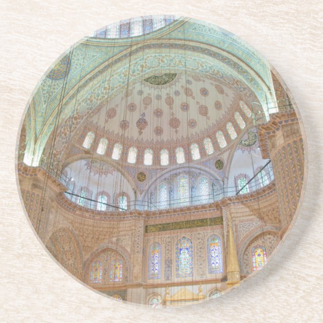 Colourful interior domed ceiling of Blue Mosque Coaster (Front)