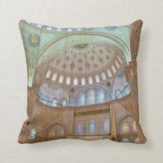 Colourful interior domed ceiling of Blue Mosque Cushion