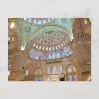 Colourful interior domed ceiling of Blue Mosque Postcard