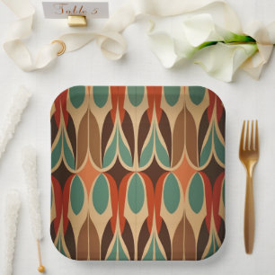 Colourful Interlocking Design Paper Plate