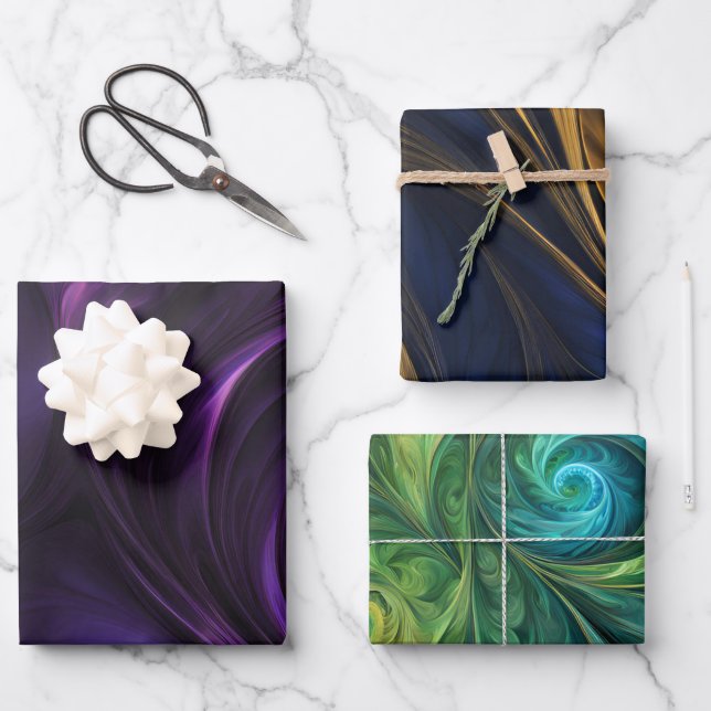 Colourful Iridescent Swirl Patterns Wrapping Paper (Front)