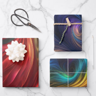 Colourful Iridescent Swirl Patterns Wrapping Paper Sheet