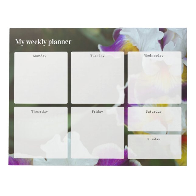 Colourful iris flower Weekly Planner Notepad (Front)