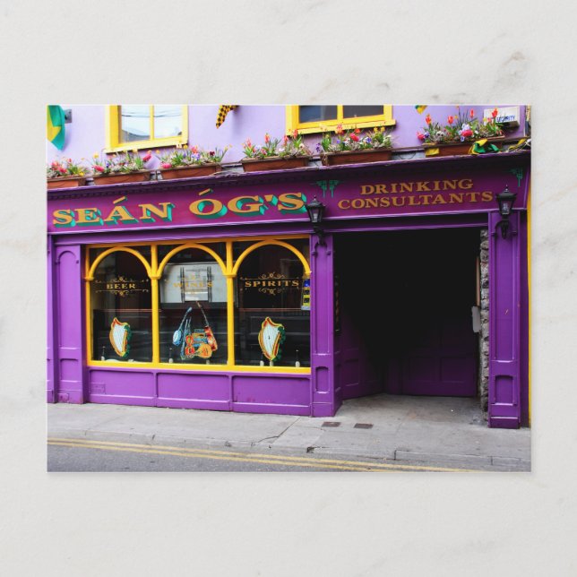 Colourful Irish Pub Postcard (Front)