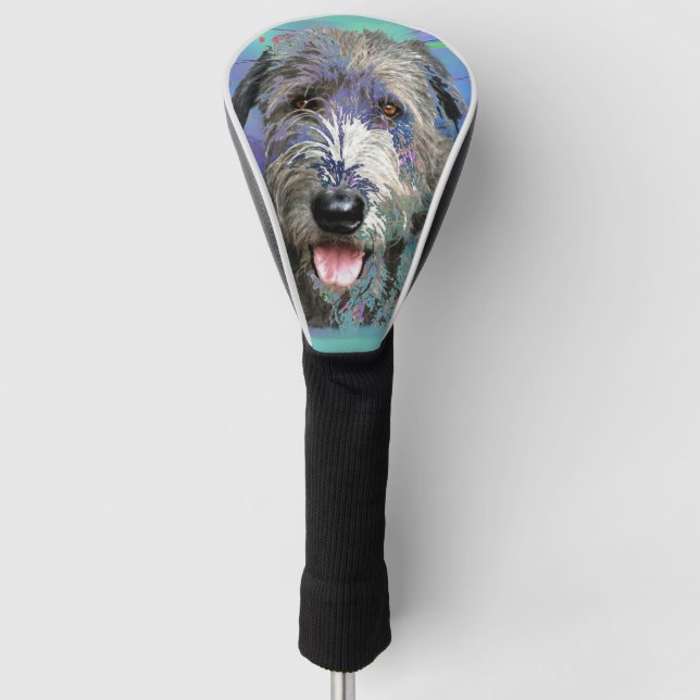 Colourful Irish Wolfhound Artwork  Golf Head Cover (Front)