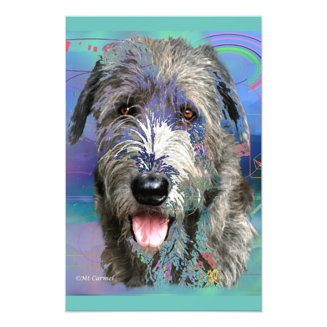 Colourful Irish Wolfhound Artwork Photo Print (Front)