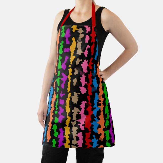 Colourful Irregular Abstract Design Black  Apron (Insitu)