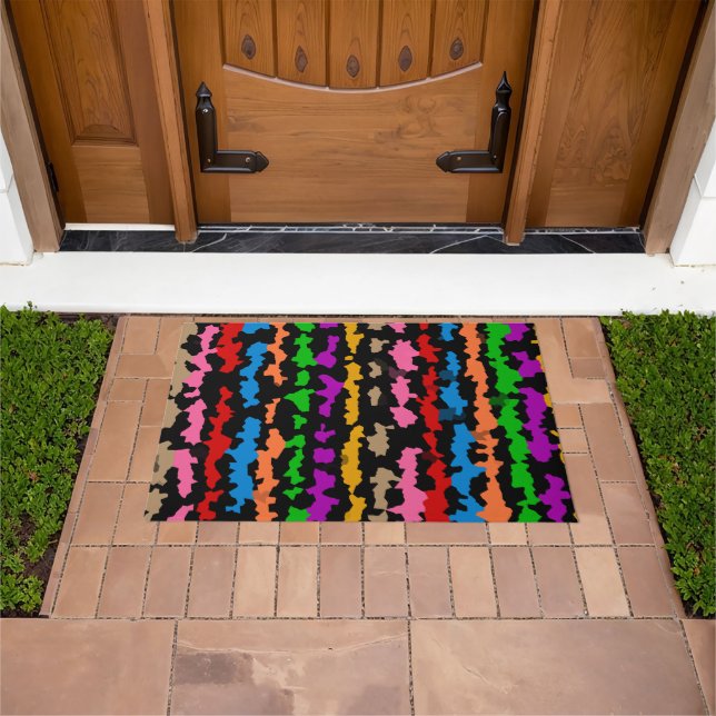 Colourful Irregular Abstract Design Black  Doormat (Outdoor)