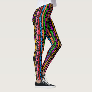 Colourful Irregular Abstract Design Black Leggings