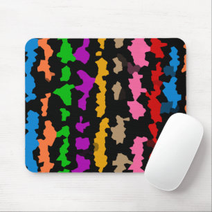 Colourful Irregular Abstract Design Black Mouse Pad