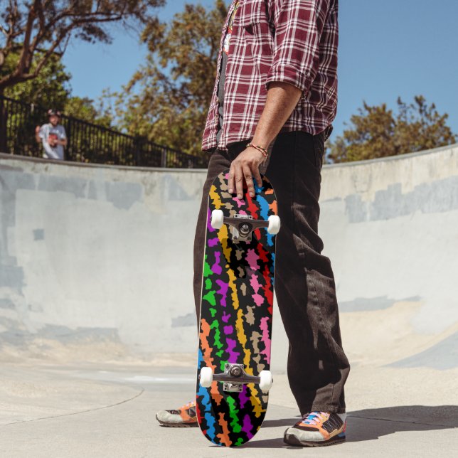 Colourful Irregular Abstract Design Black  Skateboard (Outdoor 2)