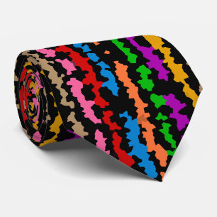 Colourful Irregular Abstract Design Black Tie