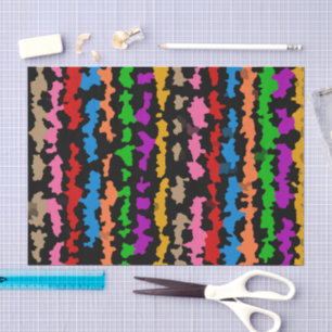 Colourful Irregular Abstract Design Black Tissue Paper
