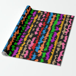 Colourful Irregular Abstract Design Black Wrapping Paper