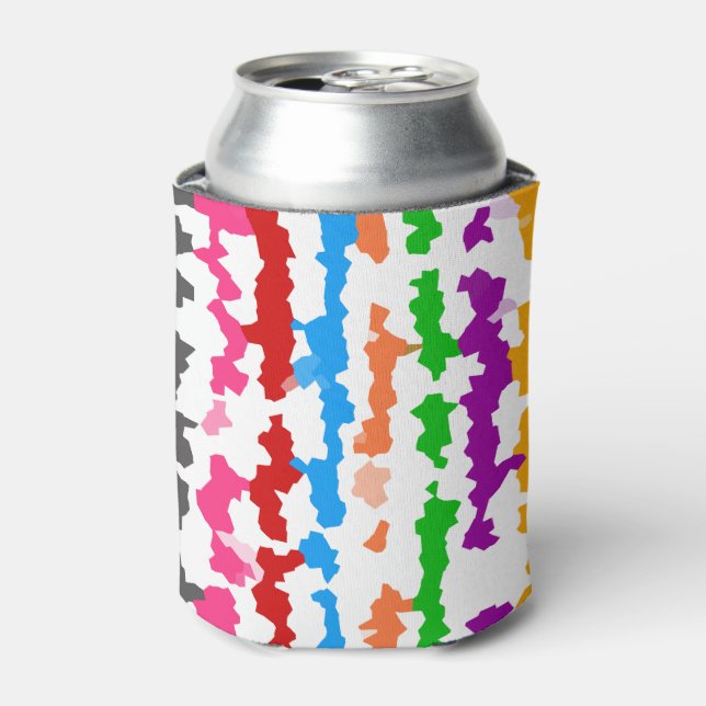Colourful Irregular Abstract Design White Can Cooler (Can Front)