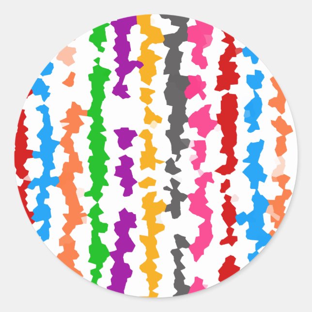 Colourful Irregular Abstract Design White Classic Round Sticker (Front)