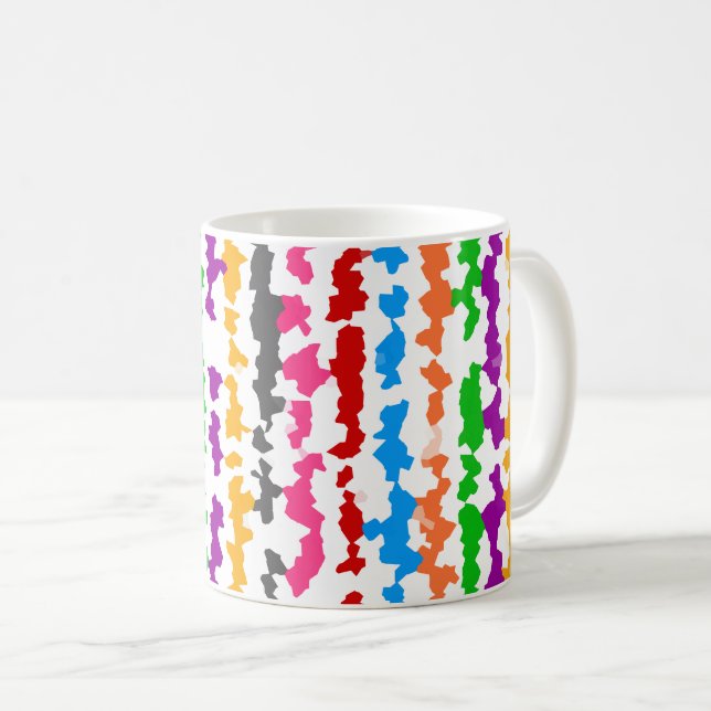 Colourful Irregular Abstract Design White Coffee Mug (Front Right)